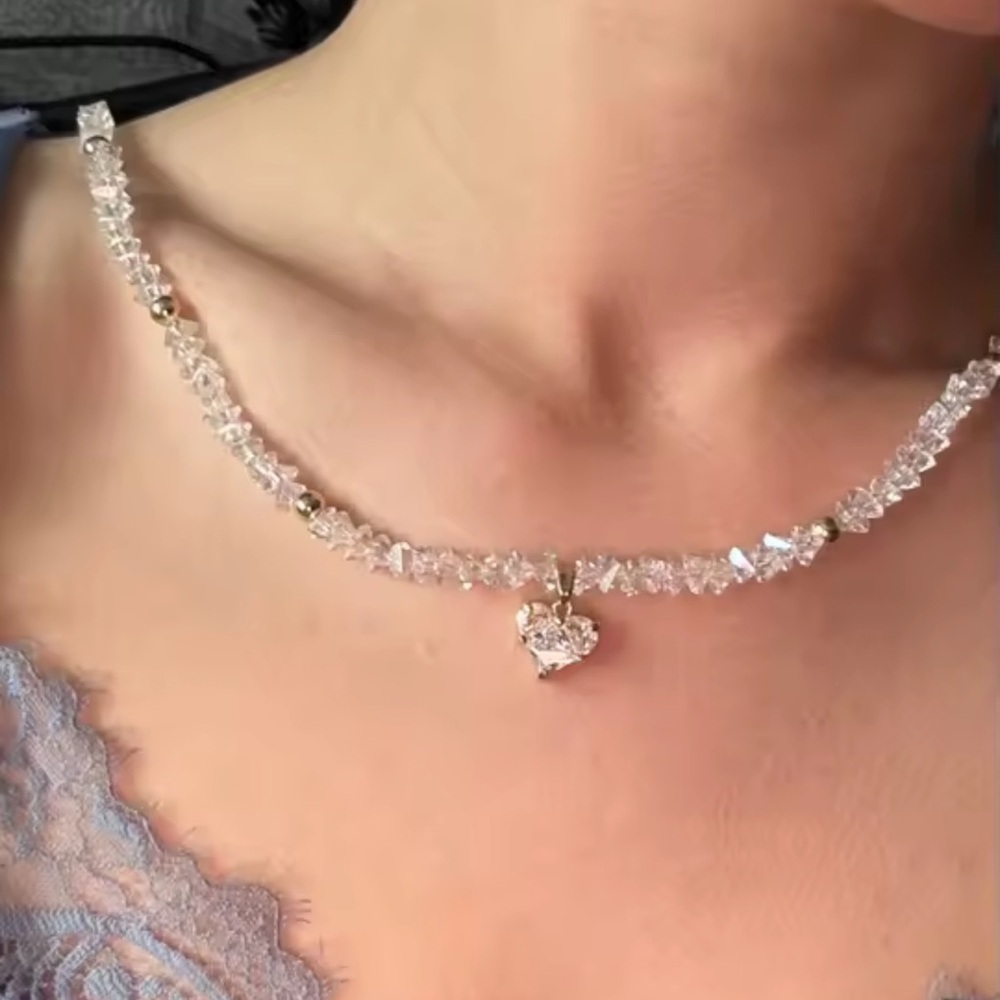Silver Heart Crystal Necklace - Picture 7 of 7